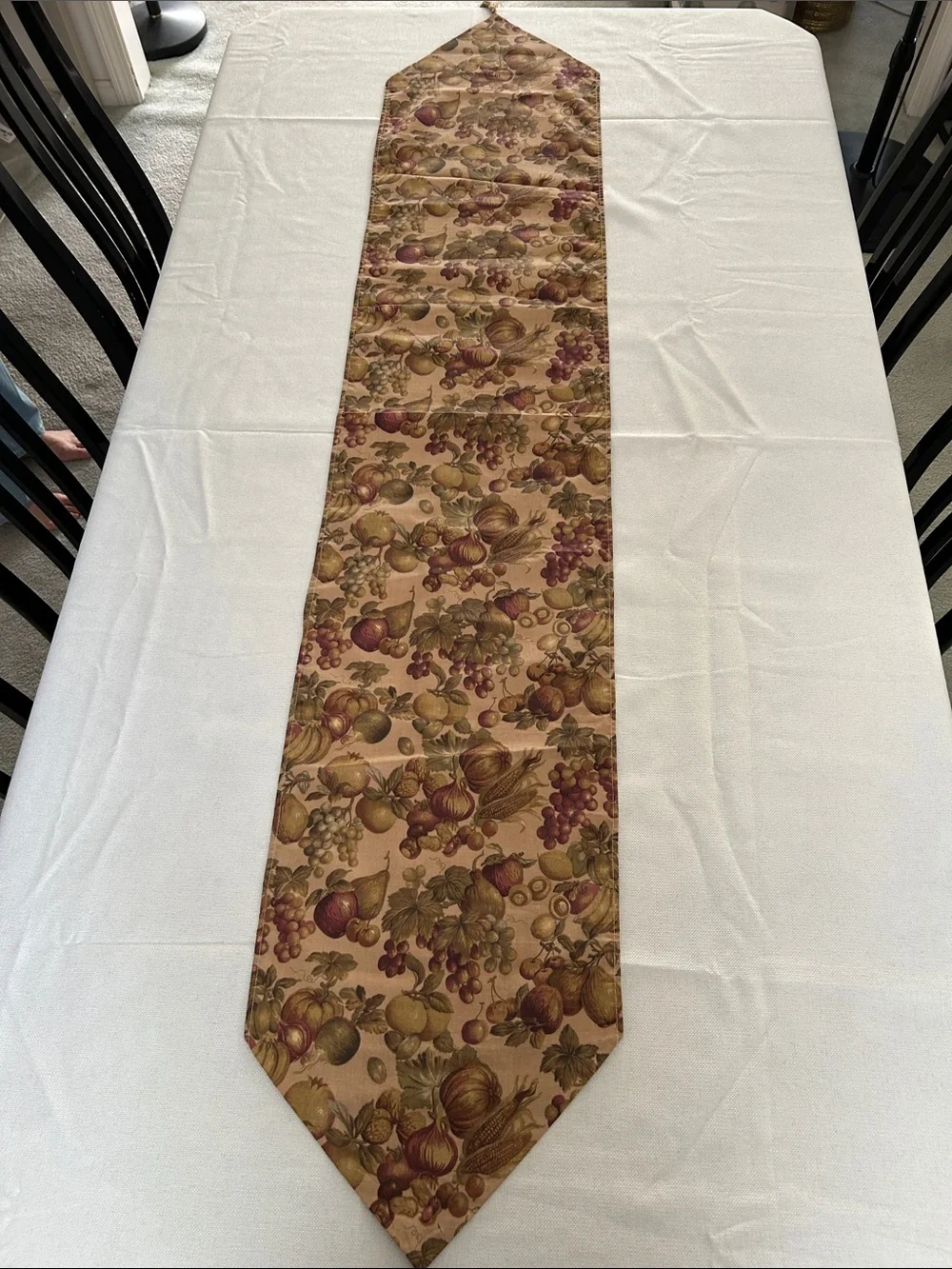 Vintage Woven Tapestry Table Runner Harvest Fruit Fall Thanksgiving Decor